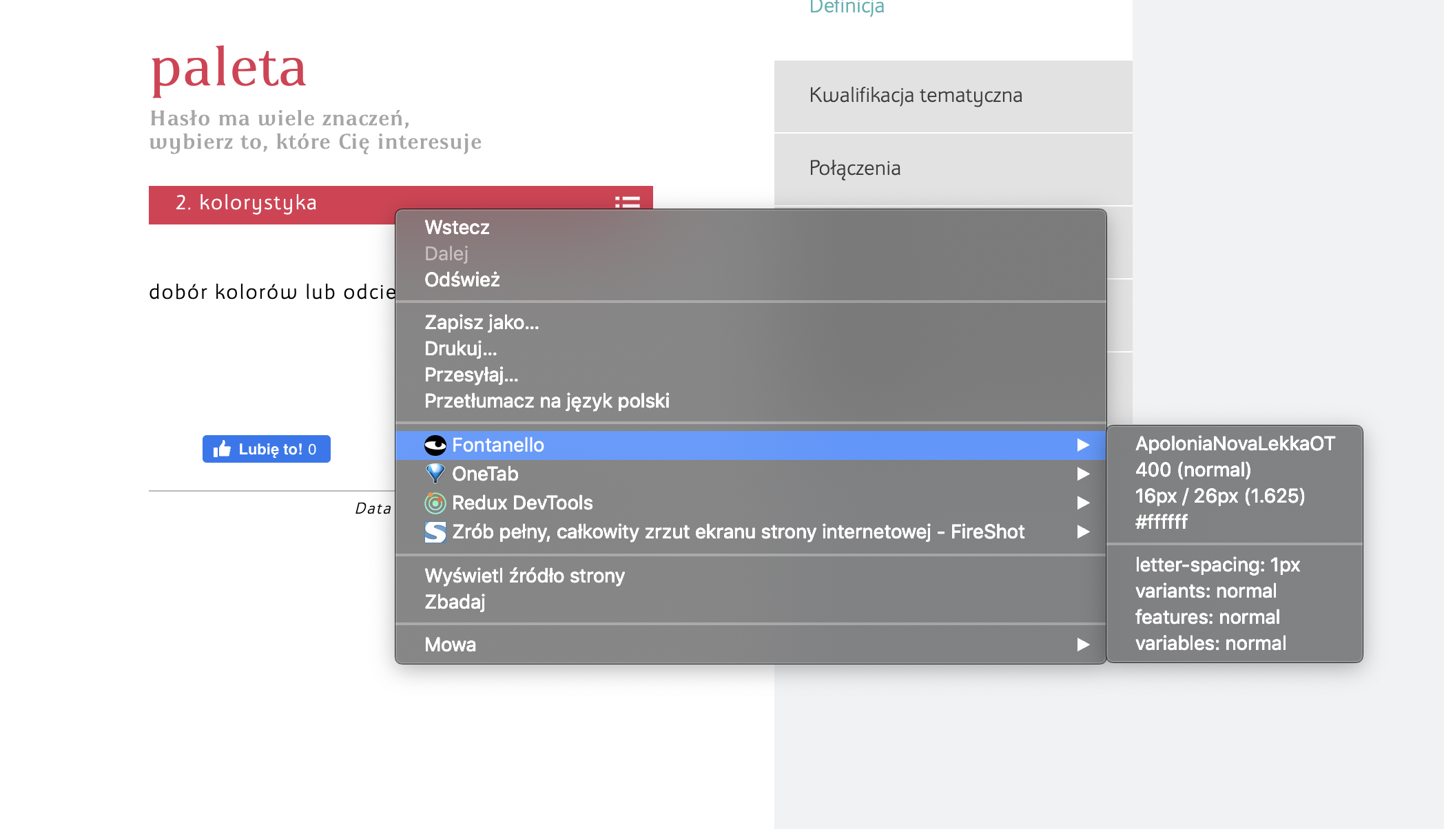 Szybki podgląd koloru przy pomocy Fontanello