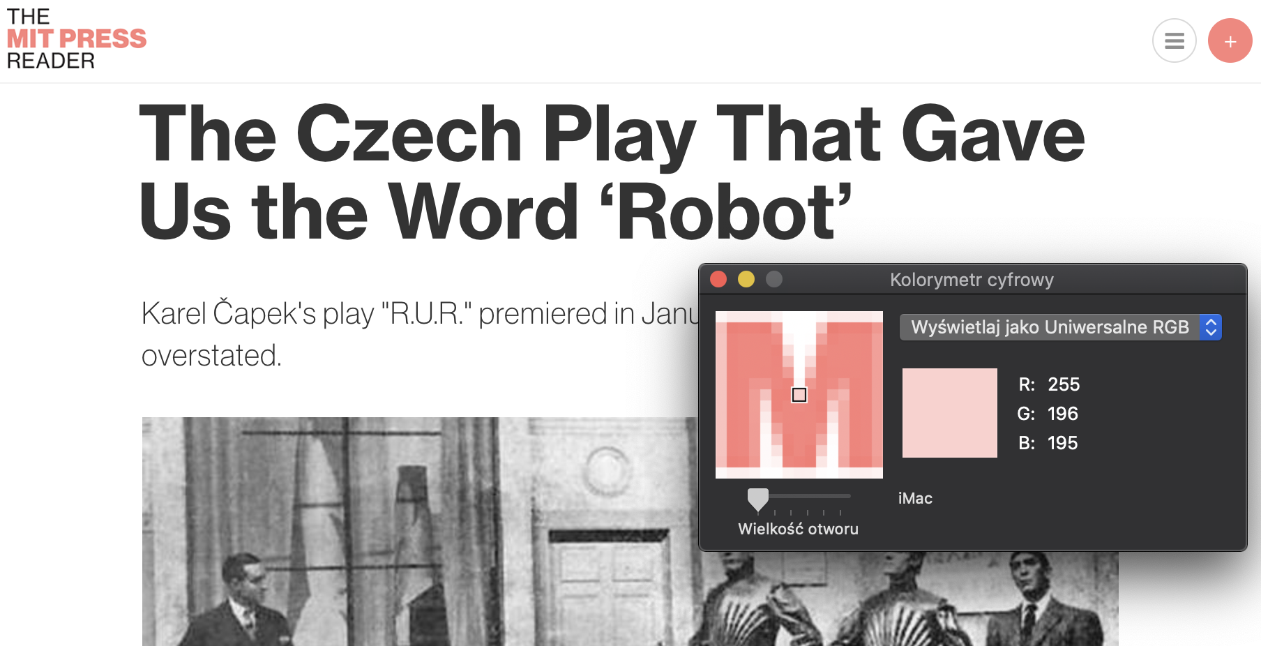 Pobranie koloru przy pomocy Kolorymetru cyfrowego